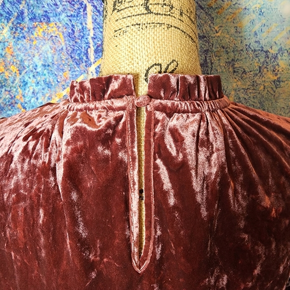 the GeT Purple Velvet Puff Sleeve Top - Picture 6 of 9